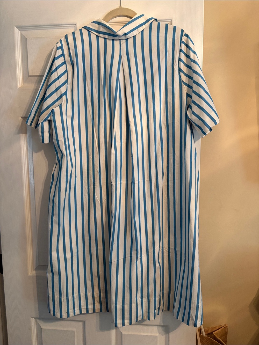 Old Navy Blue and White Striped Short-Sleeve Shirt Dress - Picture 2 of 2